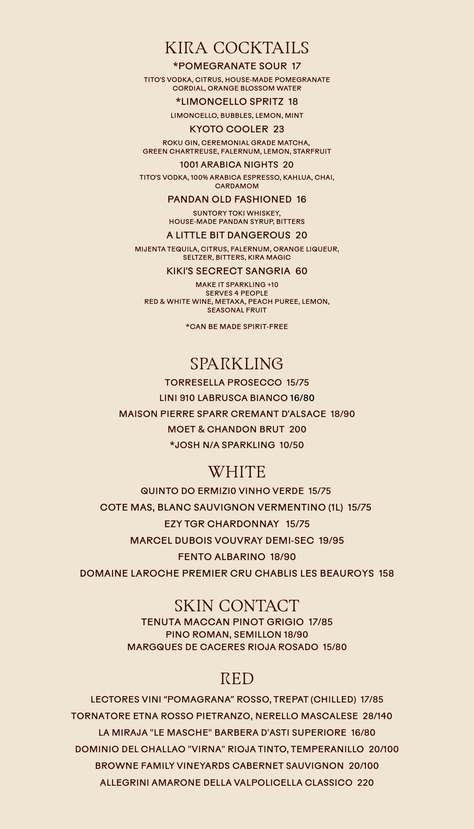 Cocktails & Wine, printed page 1